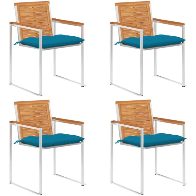 vidaXL Tuinstoelen 4 st met kussens massief acaciahout Blauw