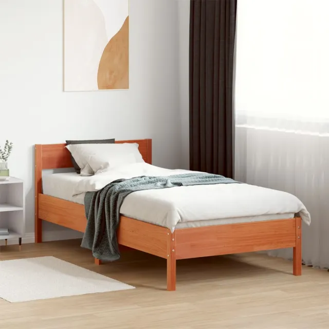 vidaXL Bedframe zonder matras massief grenenhout wasbruin 90x200 cm