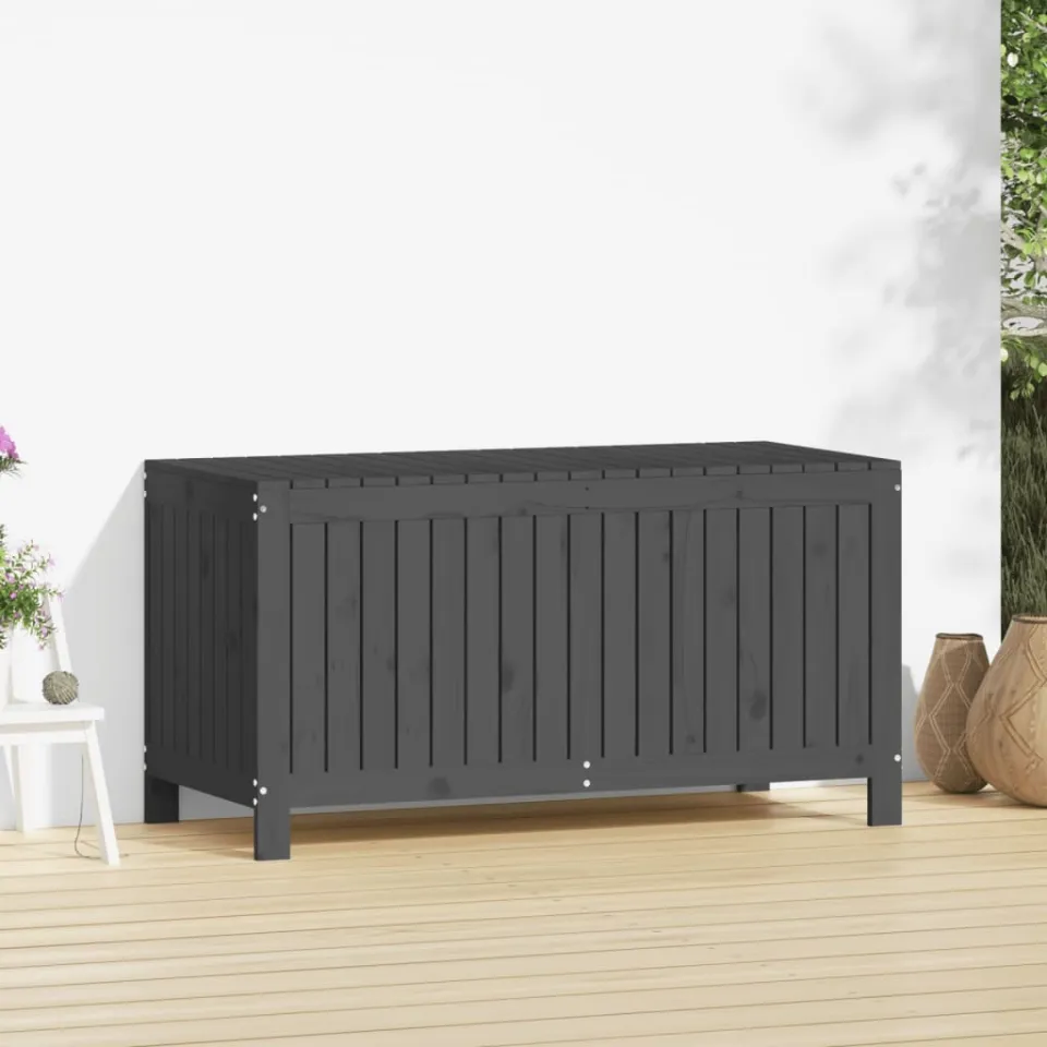 vidaXL Tuinbox 121x55x64 cm massief grenenhout grijs, foto 3