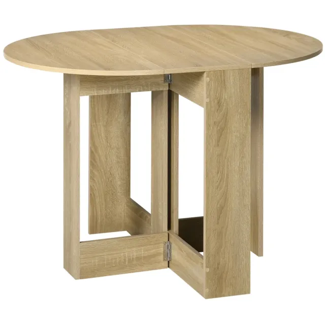Bresht Eettafel - Bijzettafel - Klaptafel - 2 uitklapbare zijbladen - Multifunctioneel - Warme eikenhoutlook - 104 x 76 x 73,7 cm