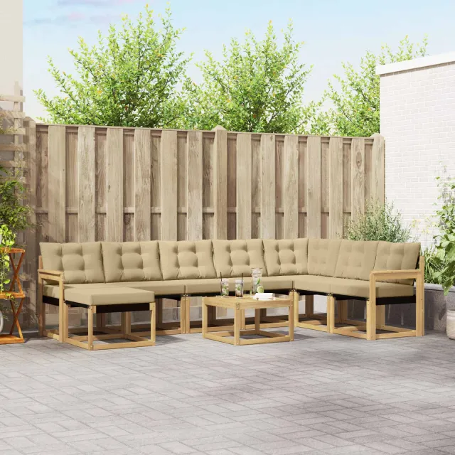 vidaXL Buiten bankenset 9 st Wit en Beige