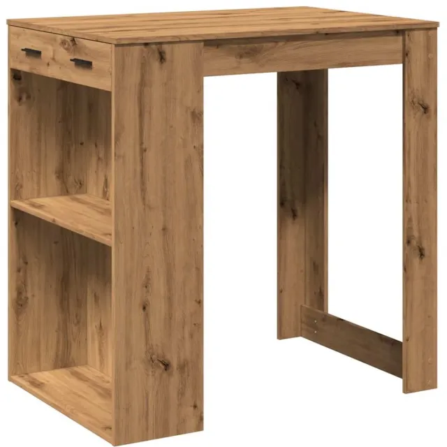 vidaXL Bartafel - 102x70x103,5 - cm - bewerkt - hout - artisanaal - eikenkleurig artisanaal eiken