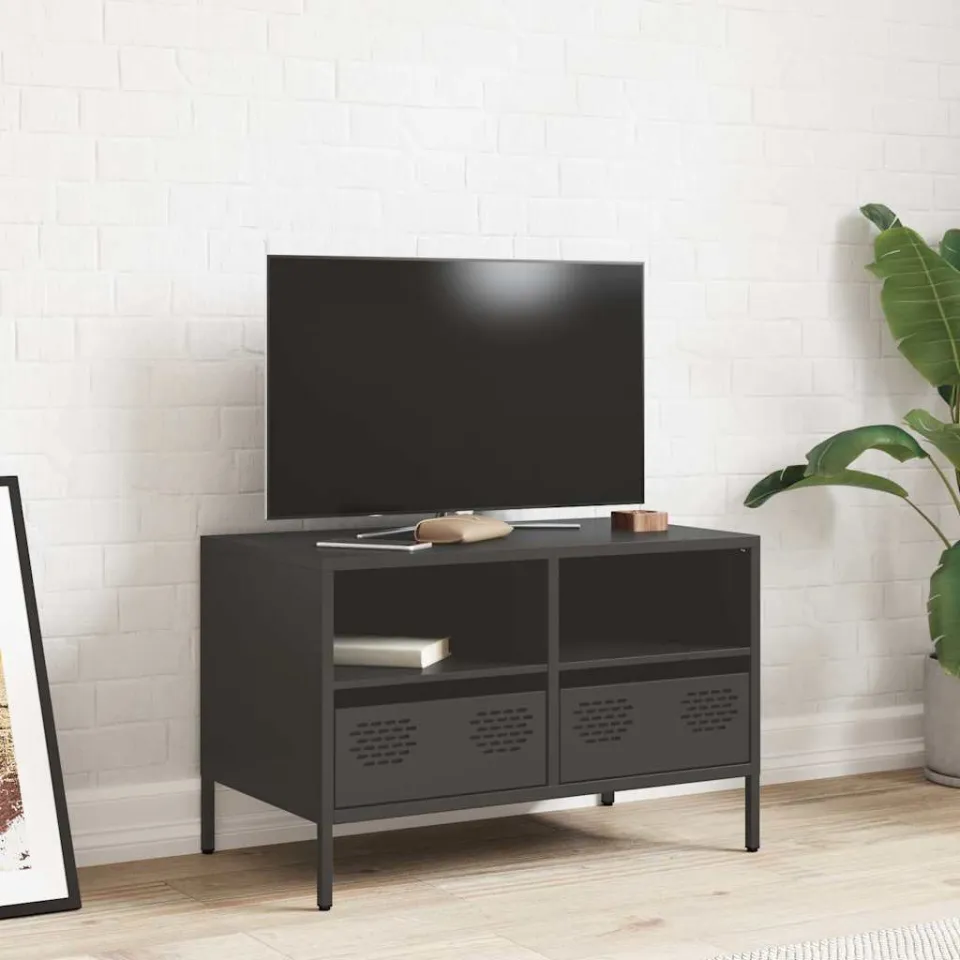 vidaXL Tv-meubel 68x39x43,5 cm koudgewalst staal zwart, foto 2