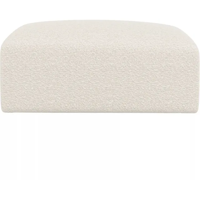 Vente-unique Witte poef van boucléstof POGNI van Maison Céphy