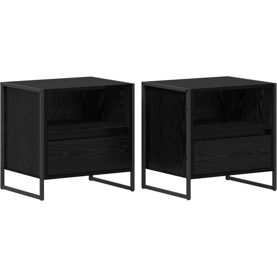 vidaXL Nachtkastje 2 st Zwart Eiken 50 x 39,5 x 50 cm Bewerkt hout, foto 3