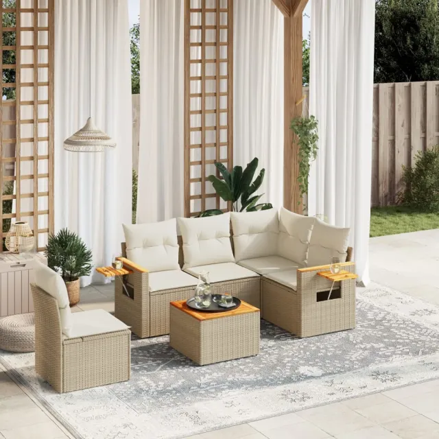vidaXL Patio Sofa Set 5-zits Beige and Cream