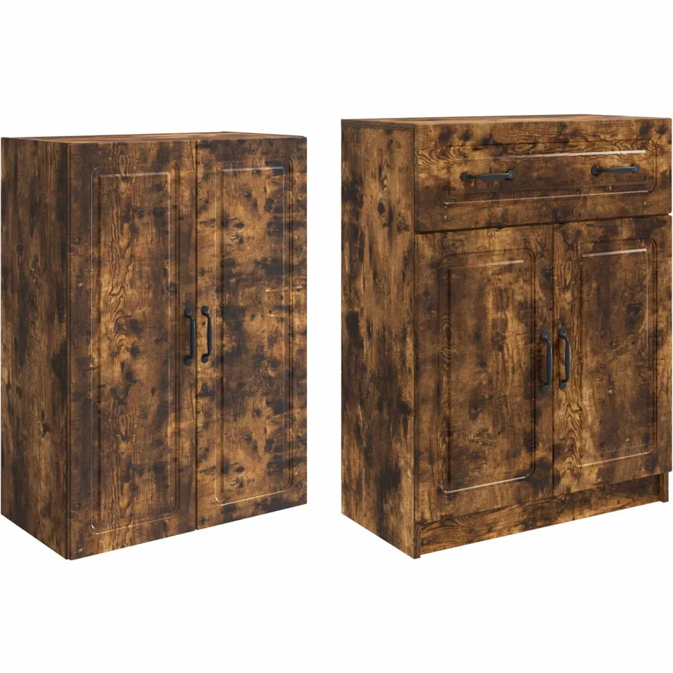vidaXL Kastenset 2 st Gerookt eiken Bewerkt hout, foto 3