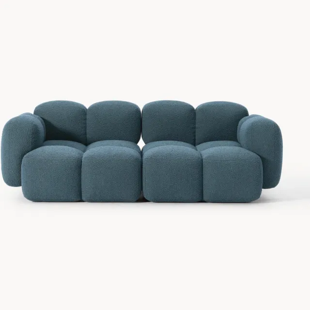 Westwing Collection Modulaire bank Tayla (2-zits) van bouclé Blauw