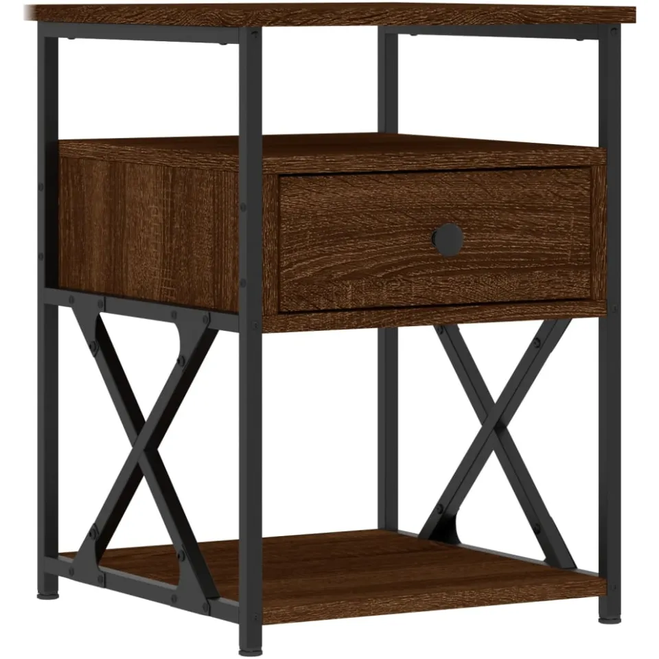 vidaXL Nachtkastjes 2 st 40x42x55 cm bewerkt hout bruin eikenkleur
