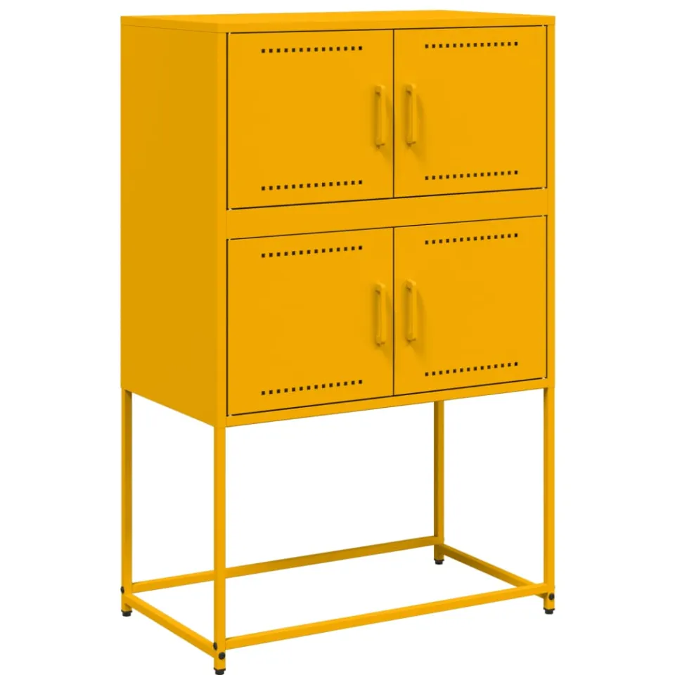 vidaXL Dressoir 68,5x38,5x107 cm staal mosterdgeel