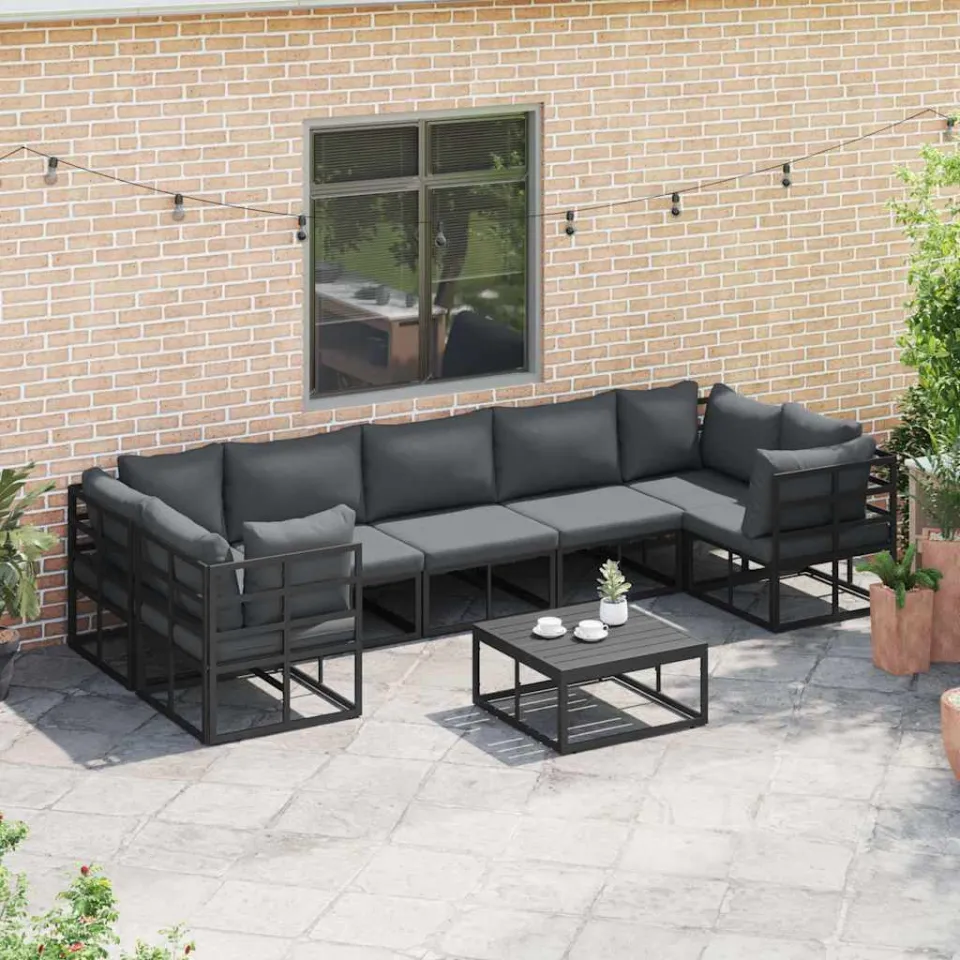 vidaXL Tuinbankenset 7 st Zwart Aluminium, foto 3