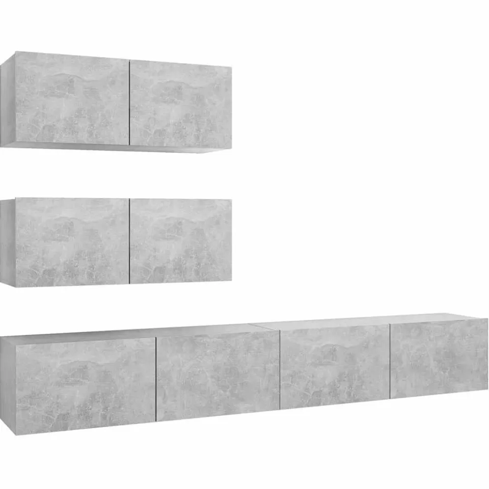 vidaXL 4-delige Tv-meubelset bewerkt hout betongrijs
