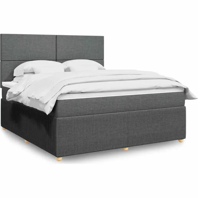 vidaXL Boxspring met matras stof donkergrijs 180x200 cm grijs