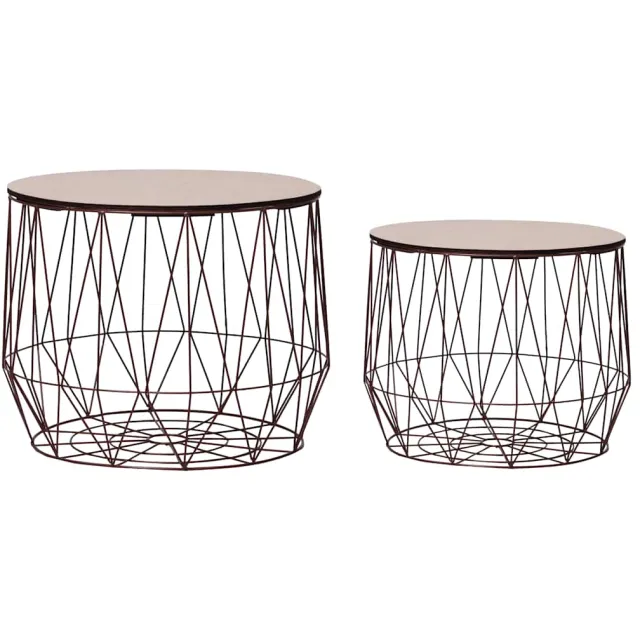 vidaXL Salontafels 2 st koperkleurig Bruin