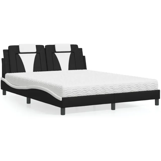 vidaXL Bed "Viana" met matras kunstleer zwart en wit 160x200 cm