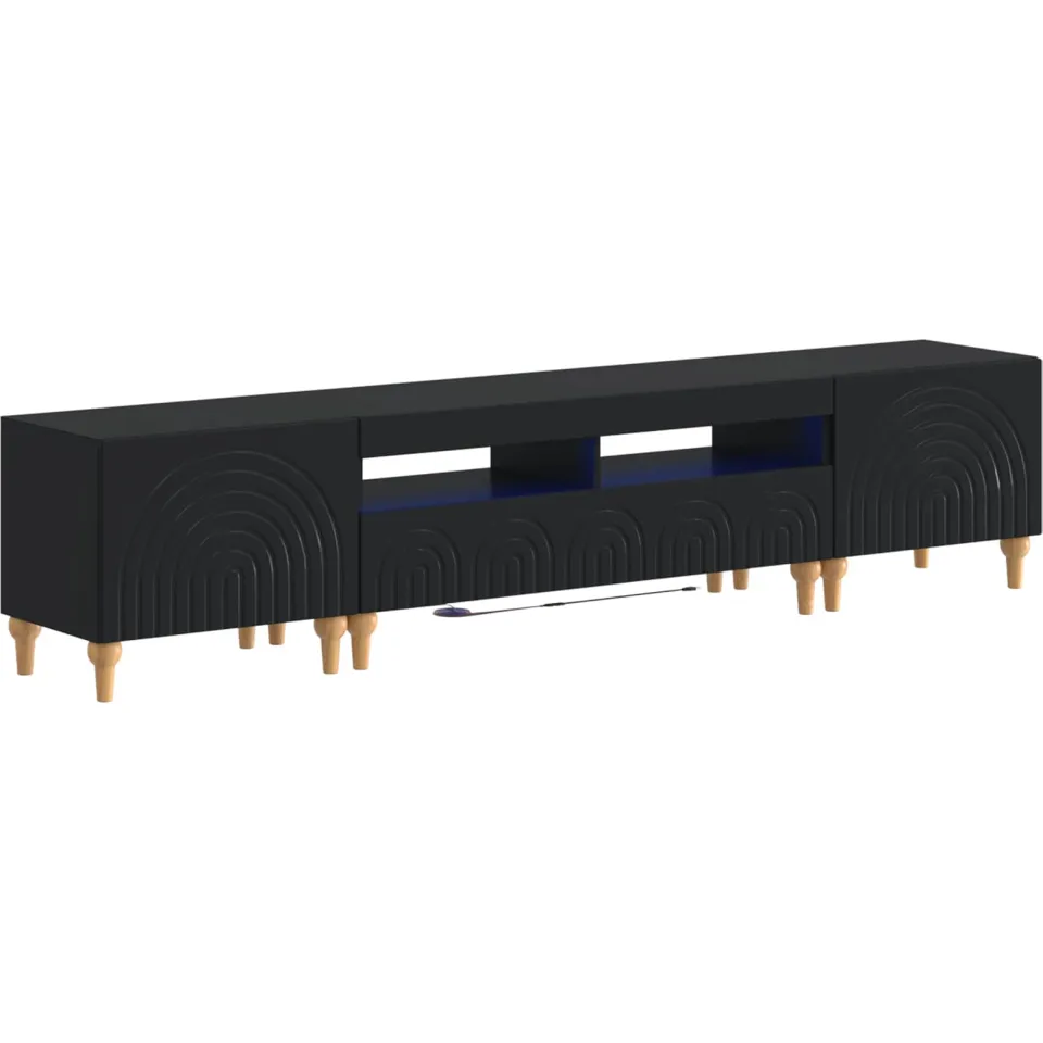 vidaXL 3-delige LED TV-kast Zwart Bewerkt hout