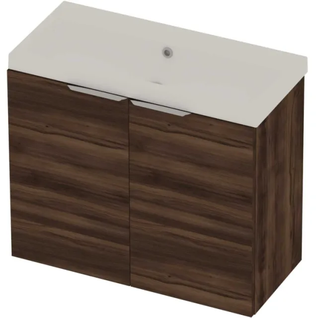 Basic-Line Pretty 36 Badmeubelset Polystone Zonder Kraangat 80x36x70 cm Barista Oak Mat Wit