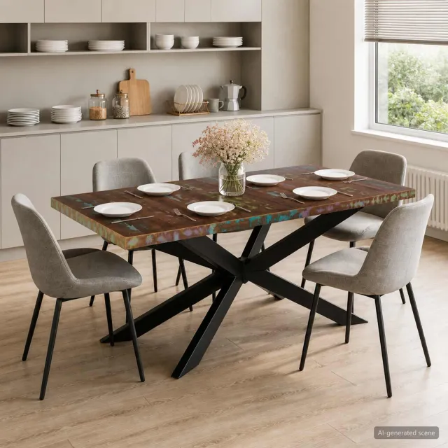vidaXL Eettafel 180x90x76 cm massief gerecycled hout bruin