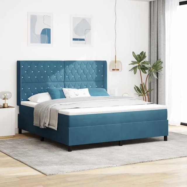 vidaXL Boxspringbed met matras met LED Blauw 180 x 200 cm Fluweel
