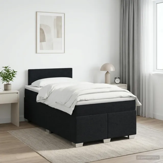 vidaXL Boxspringbed met matras met hoofdeinde Zwart 120 x 200 cm Stof