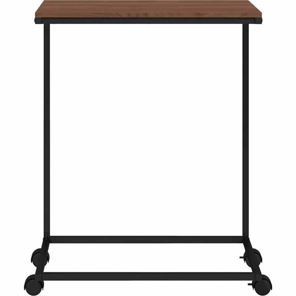 vidaXL Bijzettafel met wieltjes 55x35x70 cm bewerkt hout zwart
