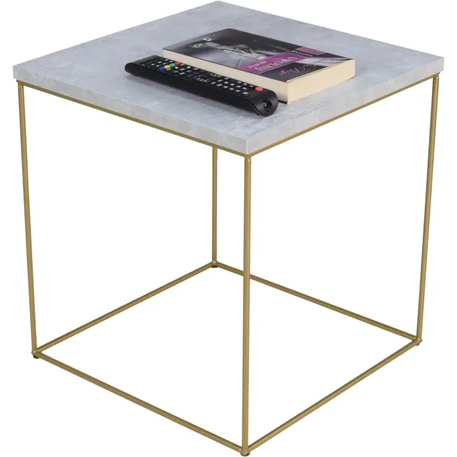 FutuStal Stalen Salontafel - Zwart - Betonlook Blad Goud;Beton