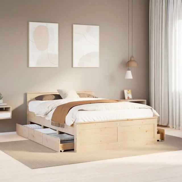 vidaXL Bedframe zonder matras met hoofdbord grenenhout 140x190 cm Bruin