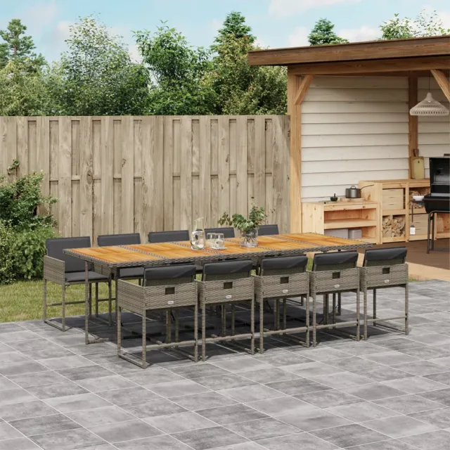 vidaXL 11-delige Tuinset met kussens poly rattan grijs, foto 2