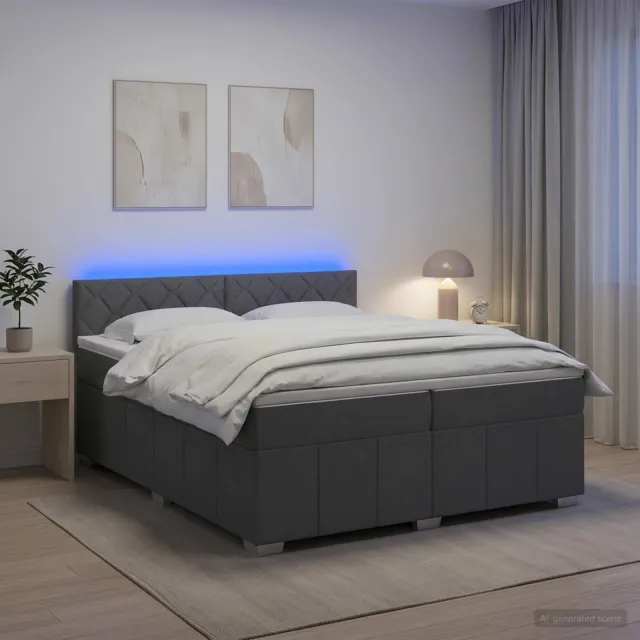 vidaXL Boxspringbed met matras Donkergrijs 200 x 200 cm Stof