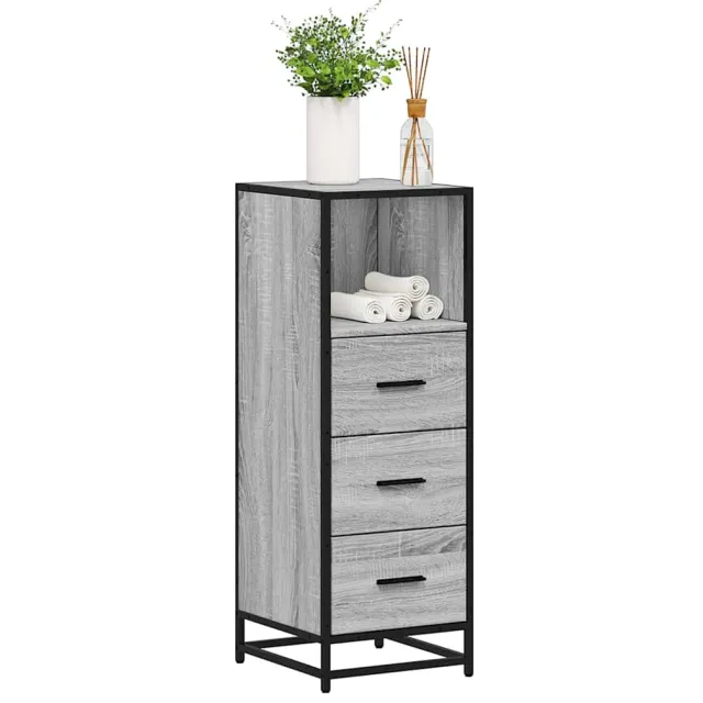 vidaXL Badkamerkast 35x37,5x100cm bewerkt hout grijs sonoma eikenkleur