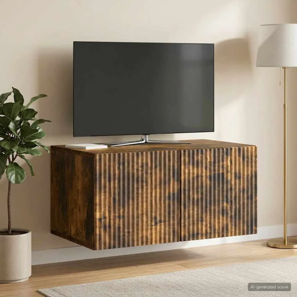 vidaXL Wandbeugel TV-kast 59,5 x 41 x 30 cm Gerookt eiken Bewerkt hout, foto 4