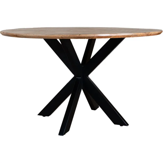 Home67 Eettafel Icon ø110 cm - Mangohout - Industrieel - Rond - 3 tot 4 personen - Keukentafel Bruin