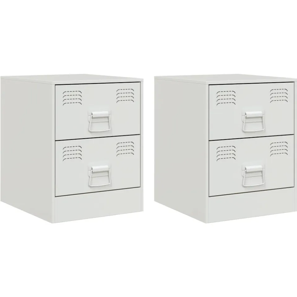 vidaXL Nachtkastjes 2 st 34,5x39x44 cm staal wit, foto 3