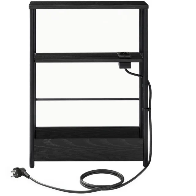Songmics Bijzettafel – Met oplaadfunctie – 3 niveaus Zwart