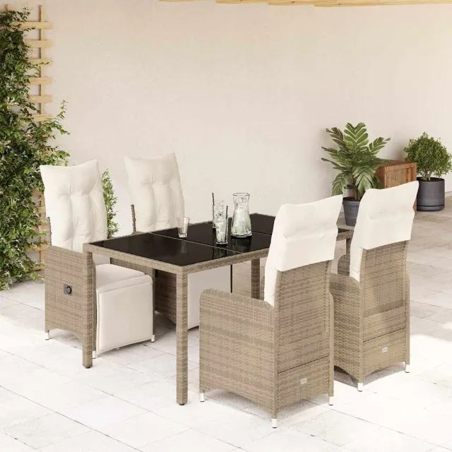 vidaXL 5-delige Bistroset met kussens poly rattan bruin, foto 2