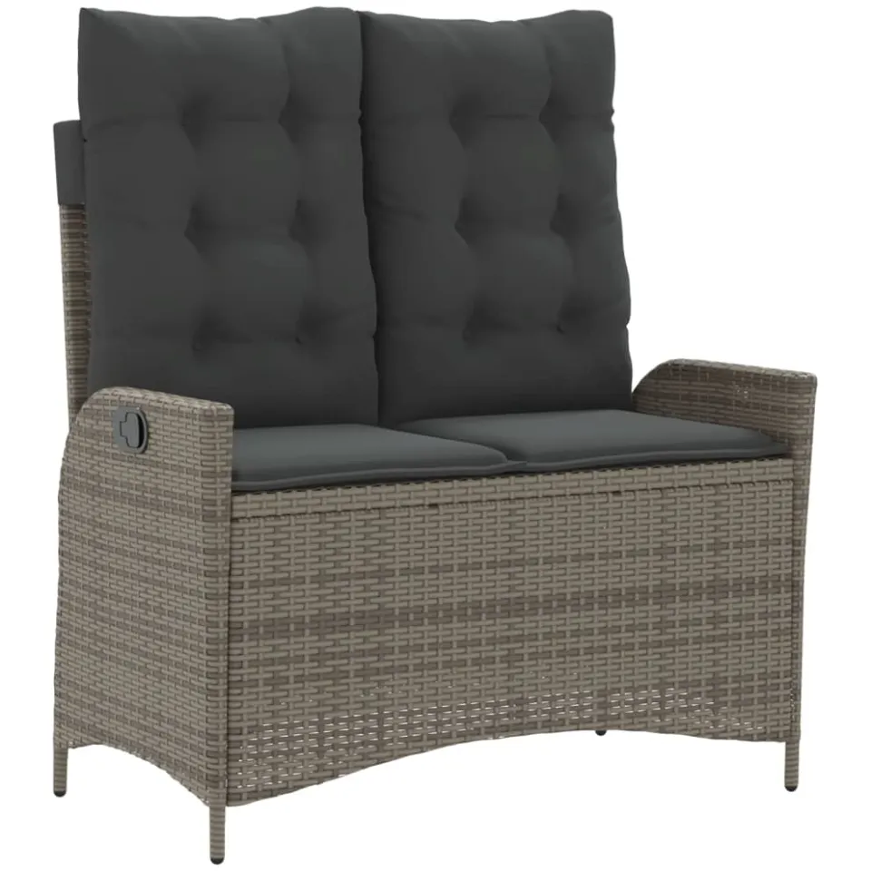 vidaXL 4-delige Tuinset met kussens poly rattan grijs, foto 4