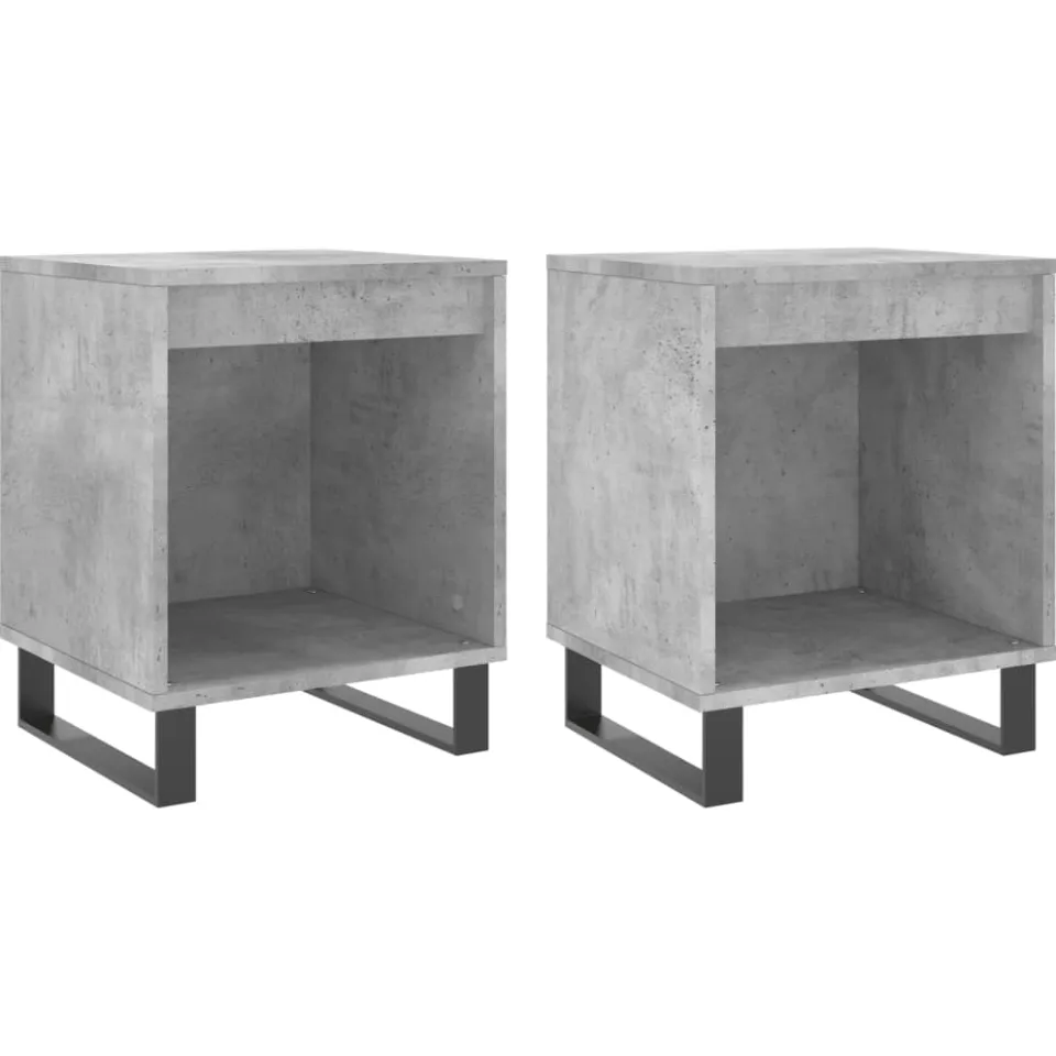 vidaXL Nachtkastjes 2 st 40x35x50 cm bewerkt hout betongrijs grijs, foto 3