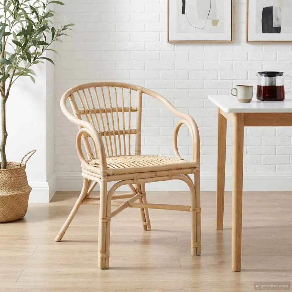 vidaXL Stapelstoel Rattan Naturel 58 x 60 x 81 cm, foto 3
