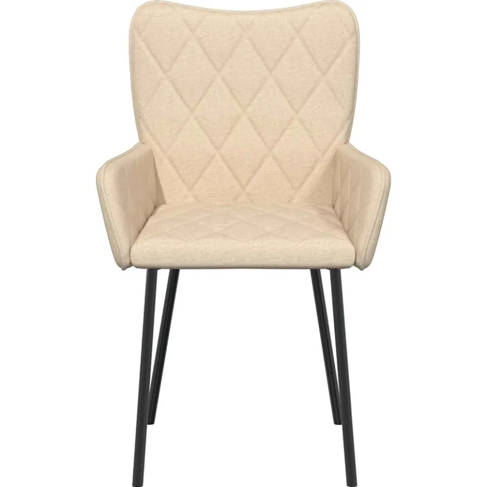 vidaXL Eetkamerstoelen 2 st stof crèmekleurig, foto 4