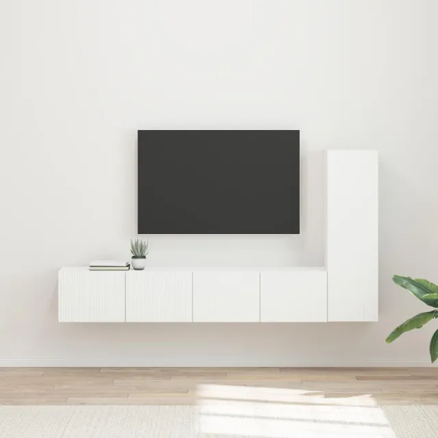 vidaXL Tv-meubelset 3 st Wit Bewerkt hout, foto 2