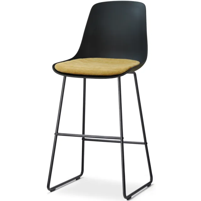 Nolon Nino-Liv barkruk zwart met warm oker zitkussen - zwart onderstel - 75 cm