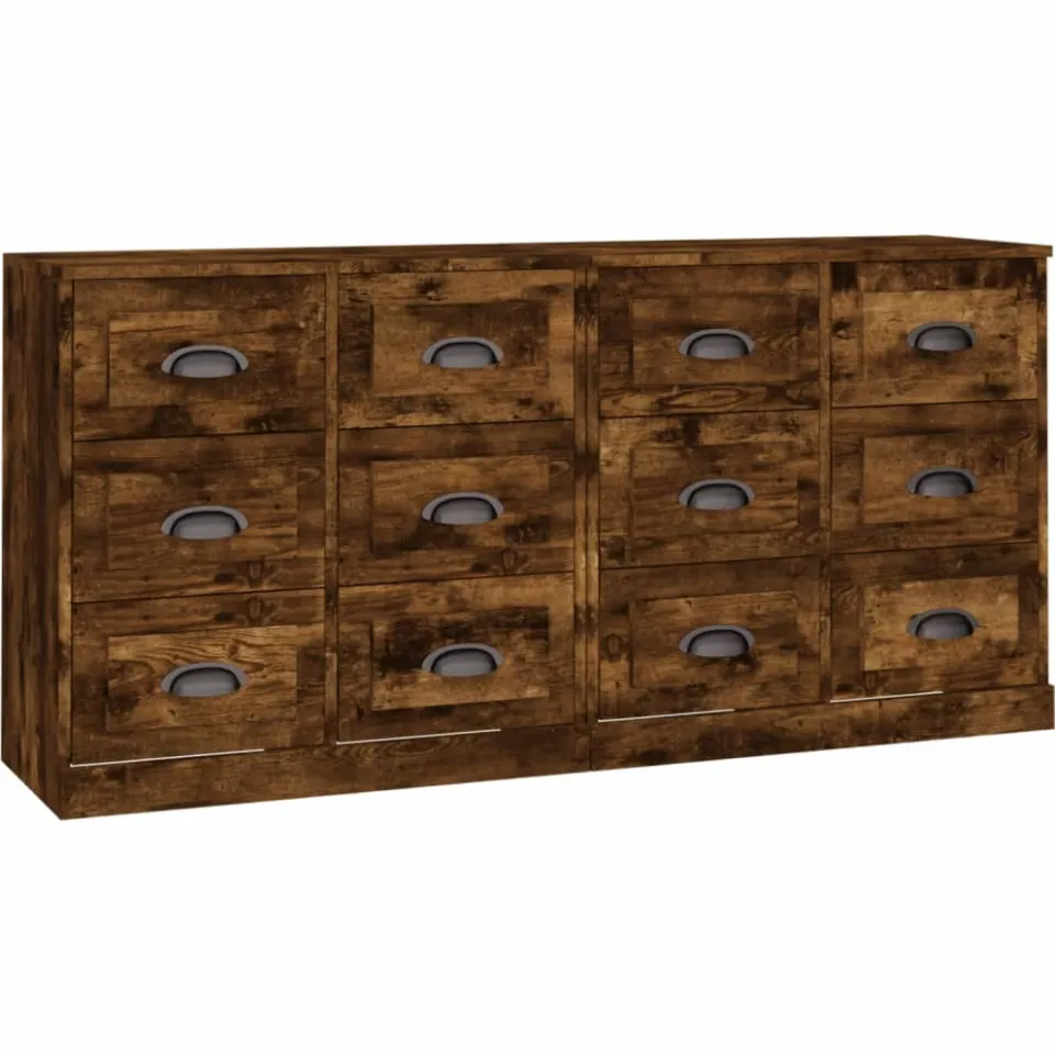 vidaXL Dressoirs 2 st bewerkt hout gerookt eikenkleurig, foto 3