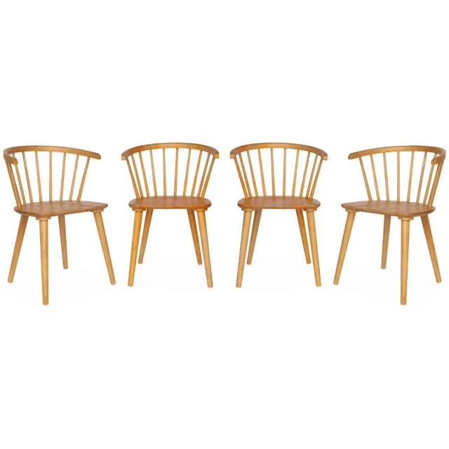 sweeek Set van 4 houten en multiplex barstoelen, paula, b 53 x d 47,5 x h 76cm Naturel
