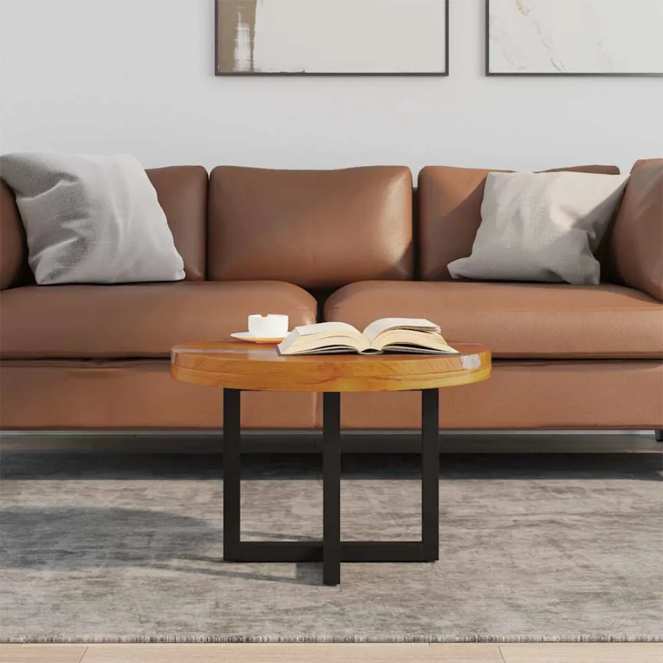vidaXL Salontafel massief teakhout hars 60 cm meerkleurig, foto 3
