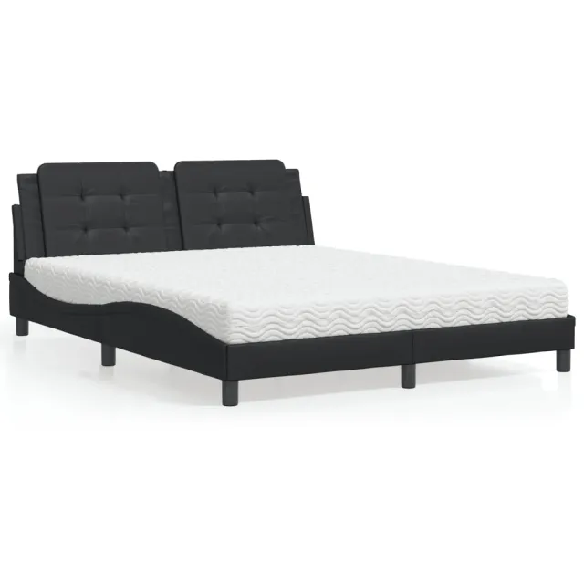 vidaXL Bed met matras Zadar kunstleer zwart 160x200 cm