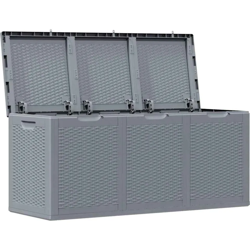 vidaXL Tuinbox 270 L PP rattan grijs