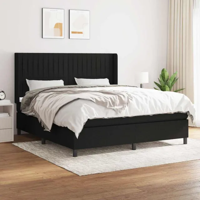vidaXL Boxspring met matras stof zwart 160x200 cm