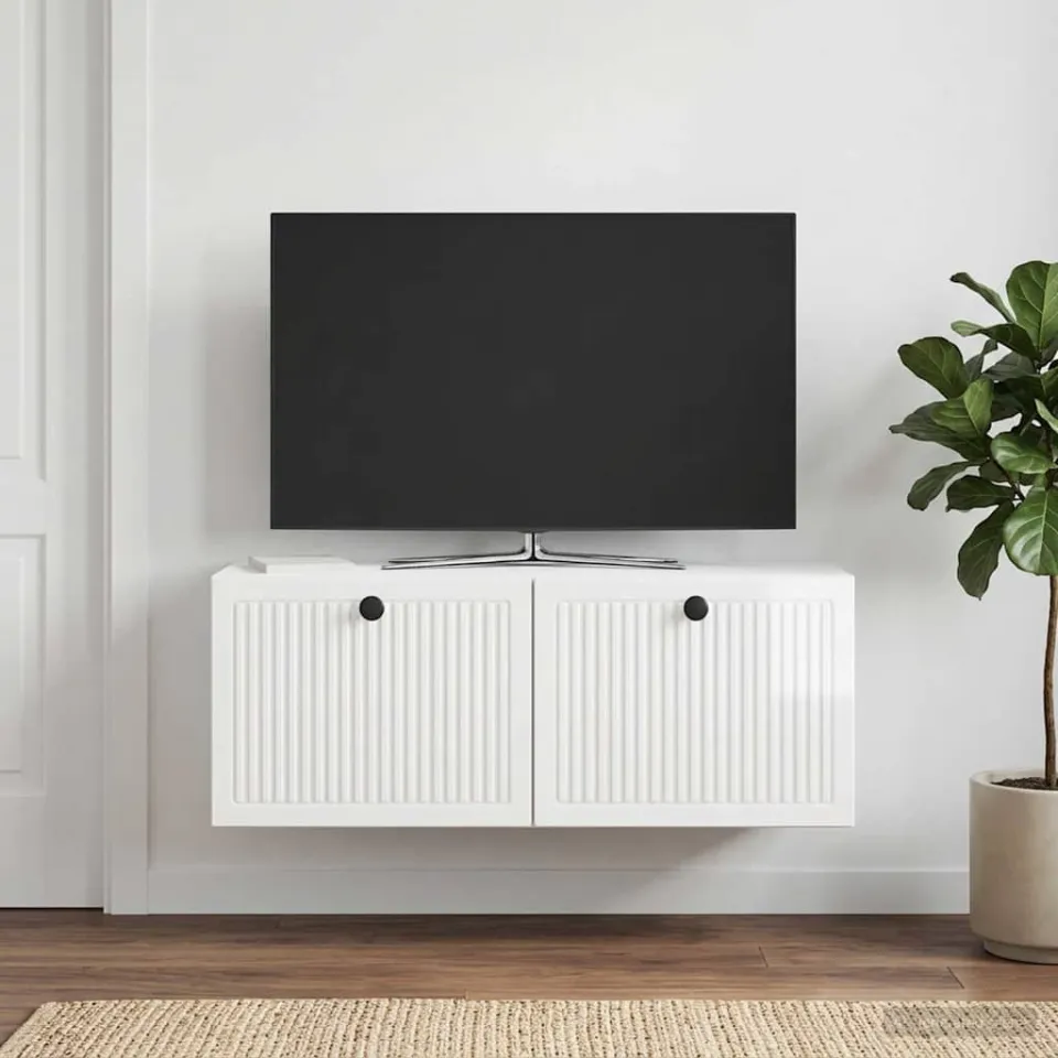 vidaXL Wandbeugel TV-kast Hoogglans Wit 78,5 x 31 x 30 cm Bewerkt hout, foto 4