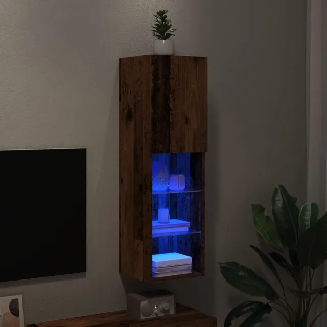 vidaXL Tv-meubel met LED-verlichting 30,5x30x102 cm oud houtkleurig bruin, foto 2