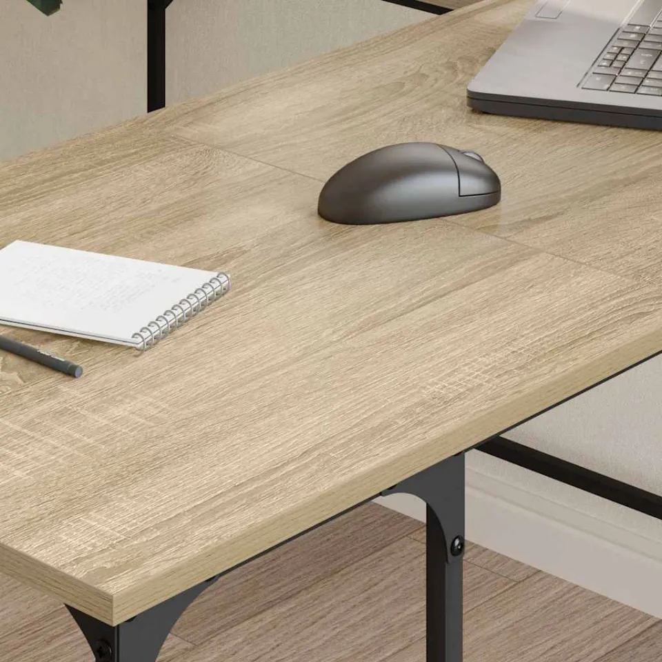 vidaXL Bureau 139x139x75 cm bewerkt hout sonoma eikenkleurig, foto 4